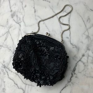 Vintage Kate Landry Black Beaded Clutch
